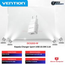 Vention Kepala Charger 5V 2.1A Fast Charging - DC5203