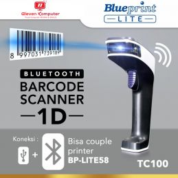 Barcode Scanner TC100 CCD 1D Auto Scan USB+Bluetooth Blueprint