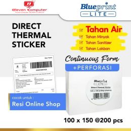BLUEPRINT Direct Thermal Sticker Label Resi Lite 100x150 mm isi 200 pcs