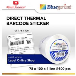 KERTAS THERMAL STICKER BLUEPRINT 78 mm x 100 mm X 1 Line - 1 Roll @300Pcs