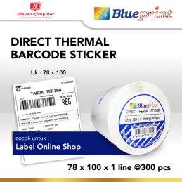 Kertas Direct Thermal Sticker Label Online Shop BLUEPRINT, 78x100mm isi 300Pcs