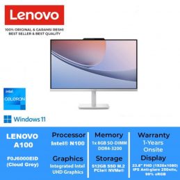 PC LENOVO AIO A100 INTEL N100 8GB DDR4 512GB SSD M.2 23.8" FHD IPS WIN11 CLOUD GREY F0J6000EID