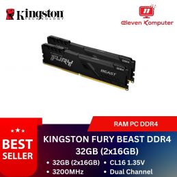 RAM PC DDR4 Kingston Fury Beast 32GB (2X16GB) KF432C16BBK2/32 3200MHZ
