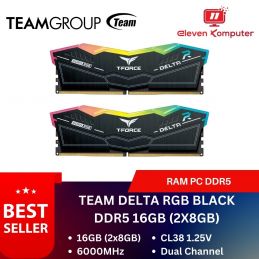 RAM PC DDR5 TEAM T-FORCE DELTA RGB BLACK 16GB (2X8GB) 6000MHZ FF3D516G6000HC38ADC01