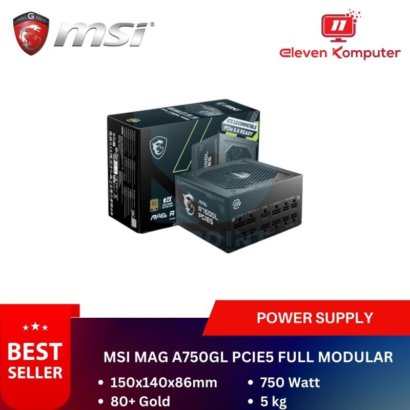 Power Supply MSI MAG A750GL PCIE5 750W (80+ Gold)