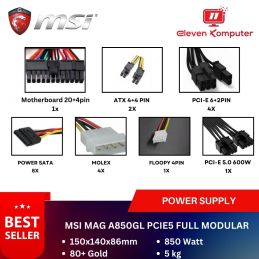 Power Supply MSI MAG A850GL 850W FULL MODULAR 80+ GOLD