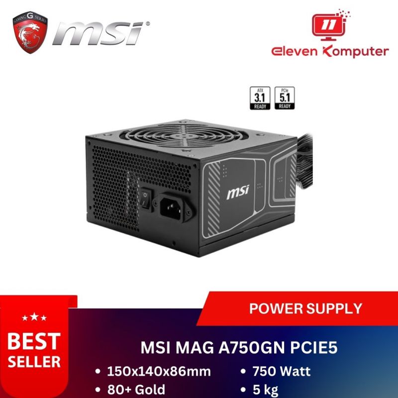 Power Supply MSI MAG A750GN PCIE5 80+ GOLD