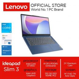 NB LENOVO IP Slim 3 14IRU8 I3 1315U 14" Inch FHD WIN 11+OHS 2024 Abbys Blue 82X6005MID