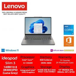 NB LENOVO IP Slim 3 14IRH10 i5 13420H 14 Inchi WUXGA IPS WIN 11+OHS 2024 Luna Grey 83K0003PID/Cosmic Blue 83K0003NID