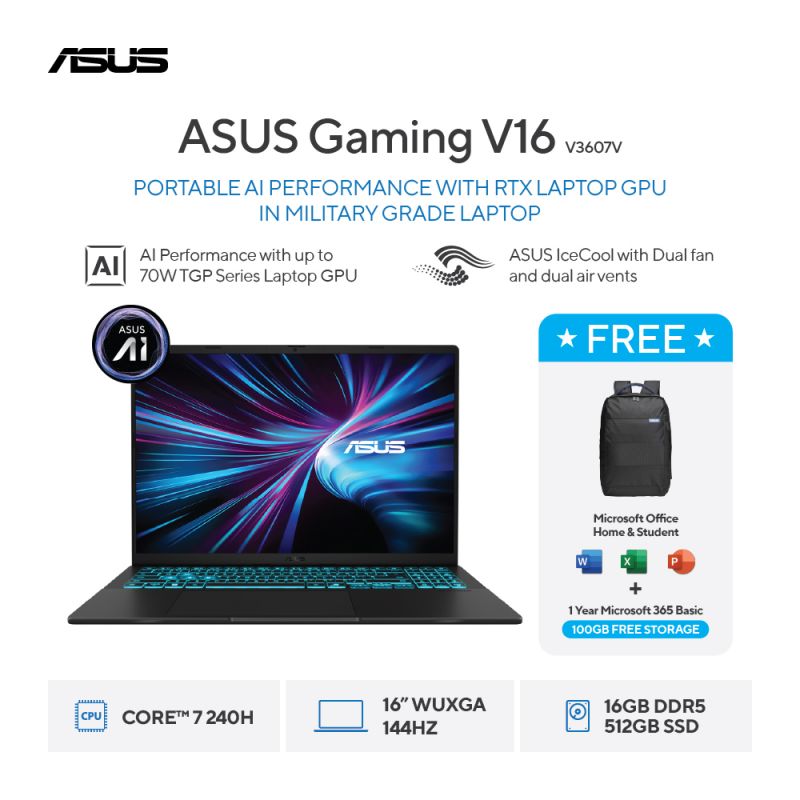 NB ASUS GAMING V16 V3607VU-I745B7T-HM (Matte Black)