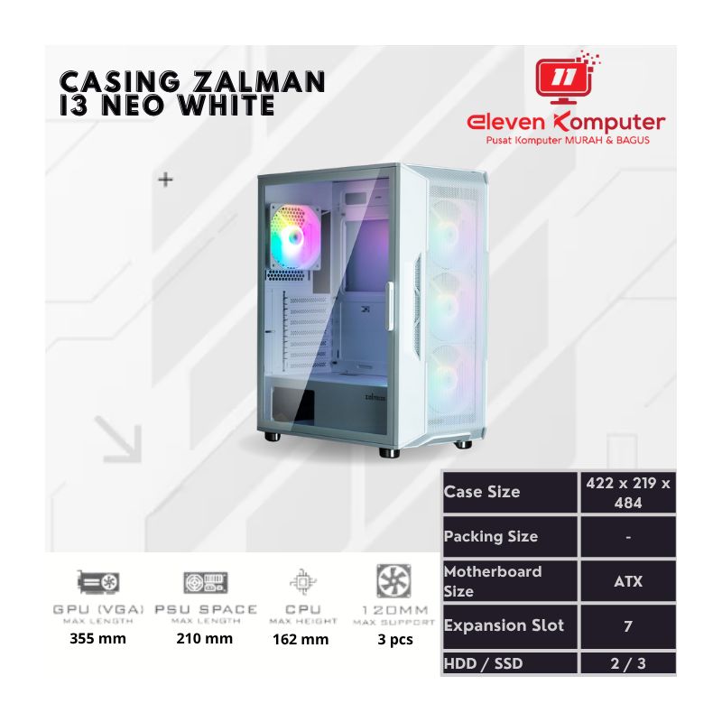 Casing ZALMAN i3 NEO WHITE - NO PSU Casing ZALMAN i3 NEO WHITE - NO PSU