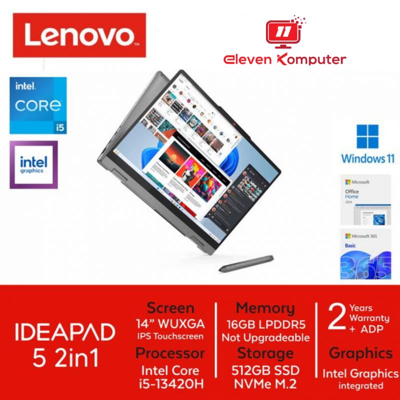 NB LENOVO IP 5 2-in-1 14IRH9 Intel Core i5-13420H 14"WUXGA IPS Touch WIN 11+OHS 2021 Luna Grey 83KX006BID/Cosmic Blue 83KX006D