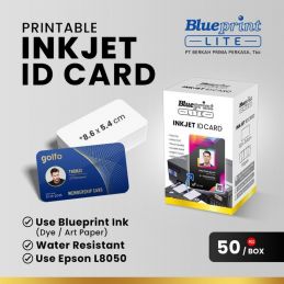 Kartu Printable Inkjet Id Card Blueprint 8.6 x 5.4 cm 760 micron Box Isi 50pcs Print di Epson L8050