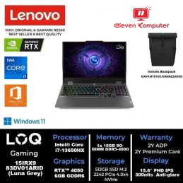 NB LENOVO LOQ 15IRX9 Intel Core i7-13650HX RTX 4050 6GB 15.6" FHD IPS 100%sRGB 144Hz WIN 11 OHS 2024+M365 Luna Grey 83DV01ARID