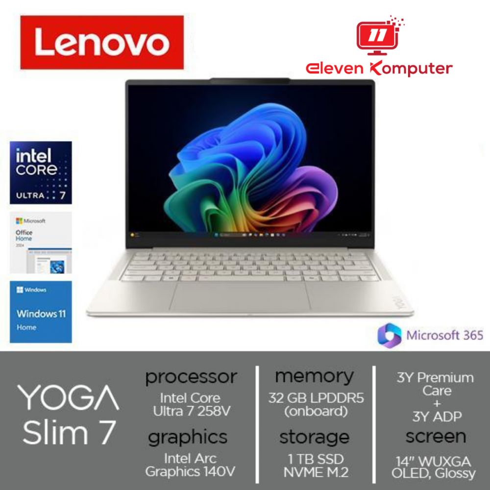 NB LENOVO YOGA Slim7 14ILL10 Intel Core Ultra 7 258V 32GB 1TB 14" WUXGA OLED Win 11+OH 2024 Seashell 83JX00AVID