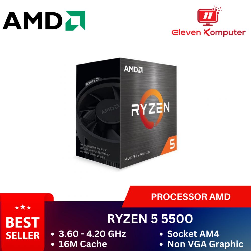 CPU AMD AM4 Ryzen 5 5500 3.6Ghz Up To 4.2Ghz Cache 16MB 65W Box