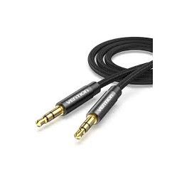 VENTION KABEL AUDIO FABRIC BRAIDED 3.5MM M-M 3M BLACK METAL TYPE - BAGBI
