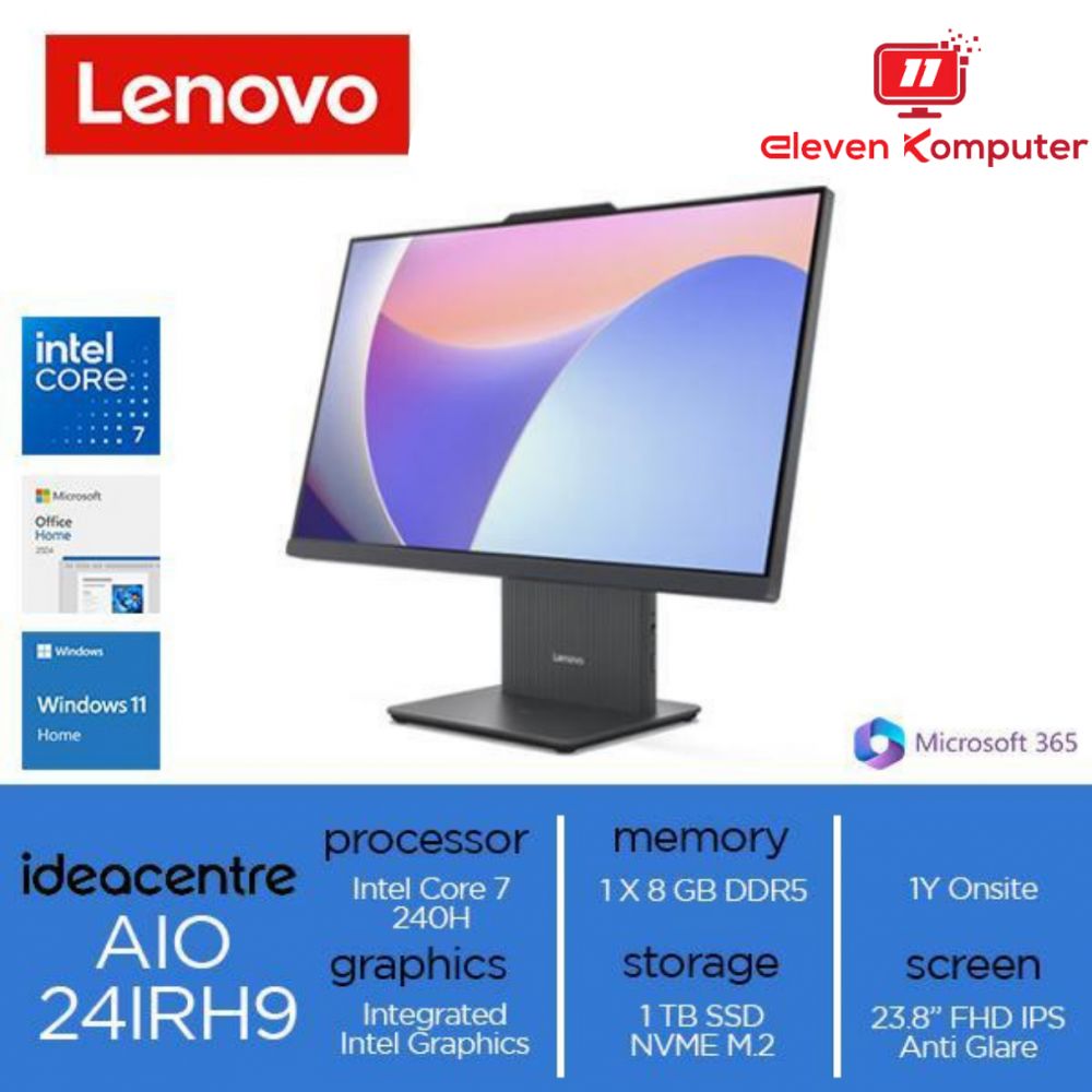 PC LENOVO AIO 24IRH9 Core 7 240H 1TB 23.8" WIN11+OH 2024 Luna Grey F0HN00T7ID/Cloud Grey T8ID