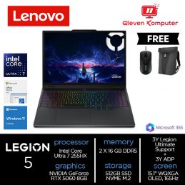 NB LENOVO Legion 5 15IAX10 Intel Core Ultra 7 255HX 32GB RTX 5060 8GB GDDR7 15.1" WQXGA OLED Eclipse Black 83F00065ID