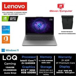 NB LENOVO LOQ 15IAX9E 83LK00EHID Core i5 12450HX RTX 3050 6GB Luna Grey