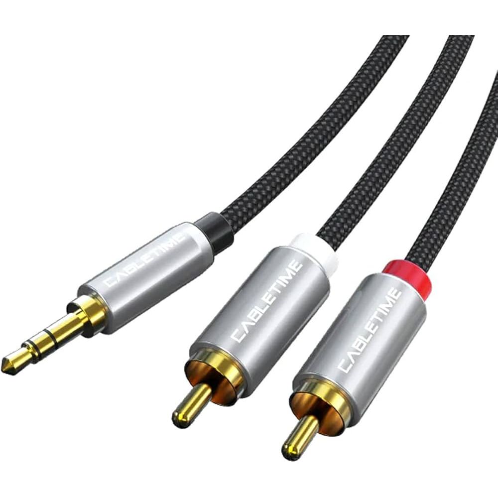 CABLETIME KABEL AUX 3.5MM TO RCA 5M BRAIDED - CF13P