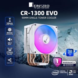 FAN CPU AIR COOLER JONSBO CR-1300 EVO FRGB BLACK & WHITE (LGA1700/1200/115X/1851)