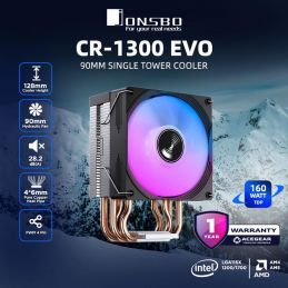 FAN CPU AIR COOLER JONSBO CR-1300 EVO FRGB BLACK & WHITE (LGA1700/1200/115X/1851)
