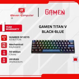 KEYBOARD GAMING MECHANICAL GAMEN TITAN 5 RED SWITCH BLACK - BLUE