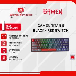 KEYBOARD GAMING MECHANICAL GAMEN TITAN 5 RED -SWITCH BLACK
