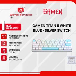 KEYBOARD GAMING MECHANICAL GAMEN TITAN 5 WHITE BLUE - SILVER SWITCH