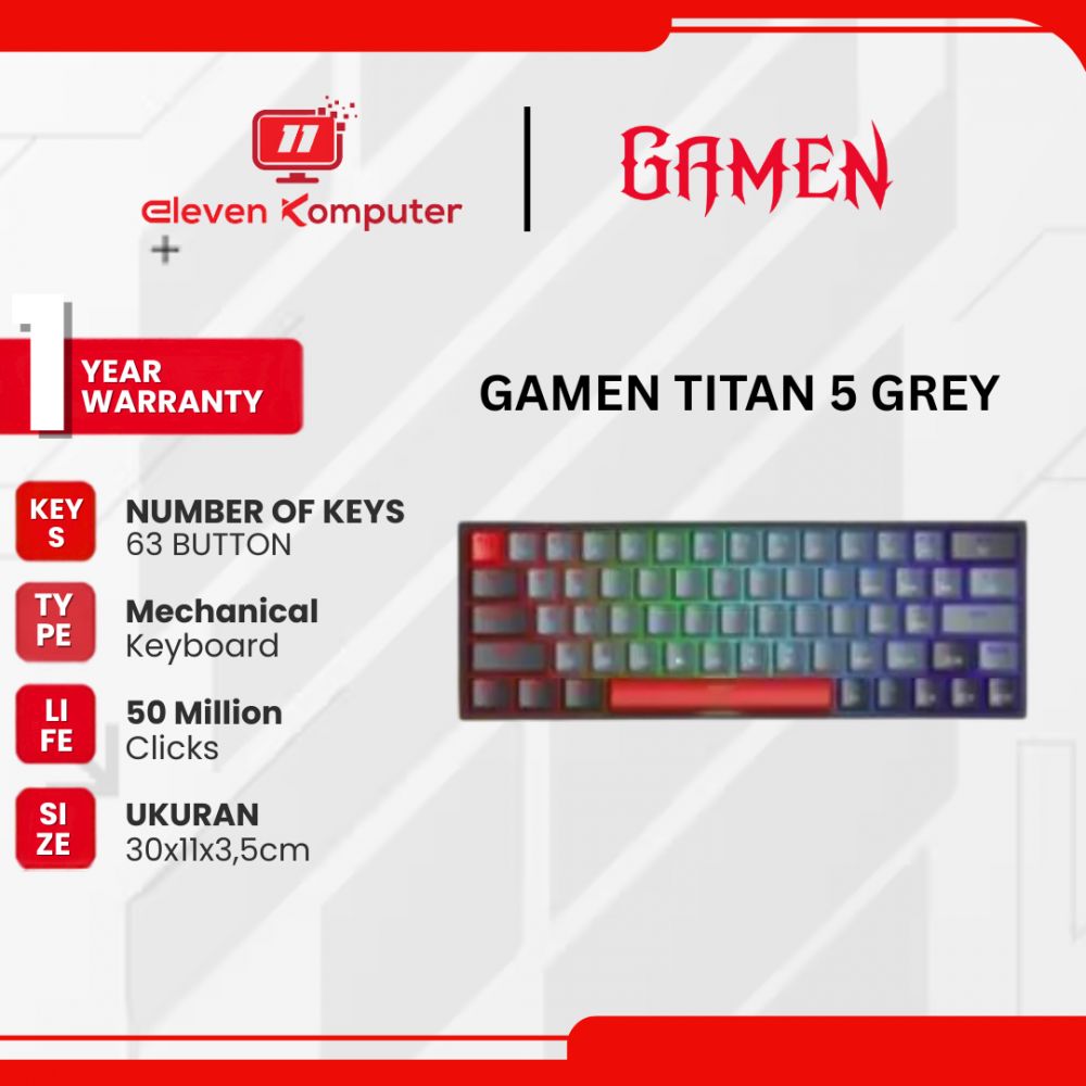 KEYBOARD GAMING MECHANICAL GAMEN TITAN 5 GRAY - BLUE SWITCH