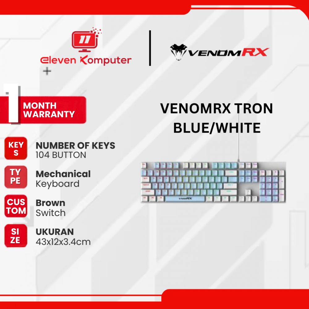 KEYBOARD GAMING MECHANICAL VENOMRX TRON BLUE/WHITE