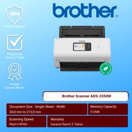 Scanner Brother Network ADS-3350W40ppm + ADF 60 + WIFI + LAN + Touchscreen 7.1cm