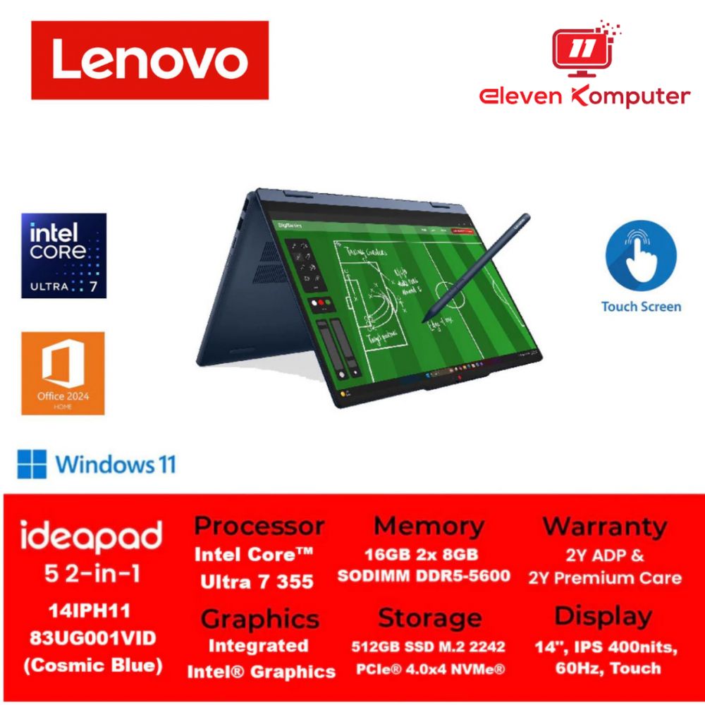 NB LENOVO IP 5 2-in-1 14IPH11 Core Ultra 7 355 2X8GB DDR5 Cosmic Blue 83UG001VID/ Luna Grey 1WID