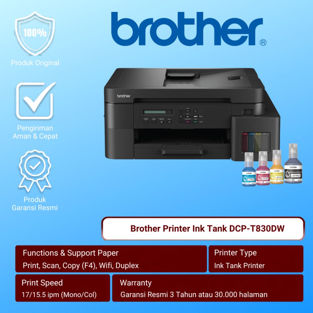 Printer Brother DCP-T830DW ADF Multifungsi Printer Duplex Wifi