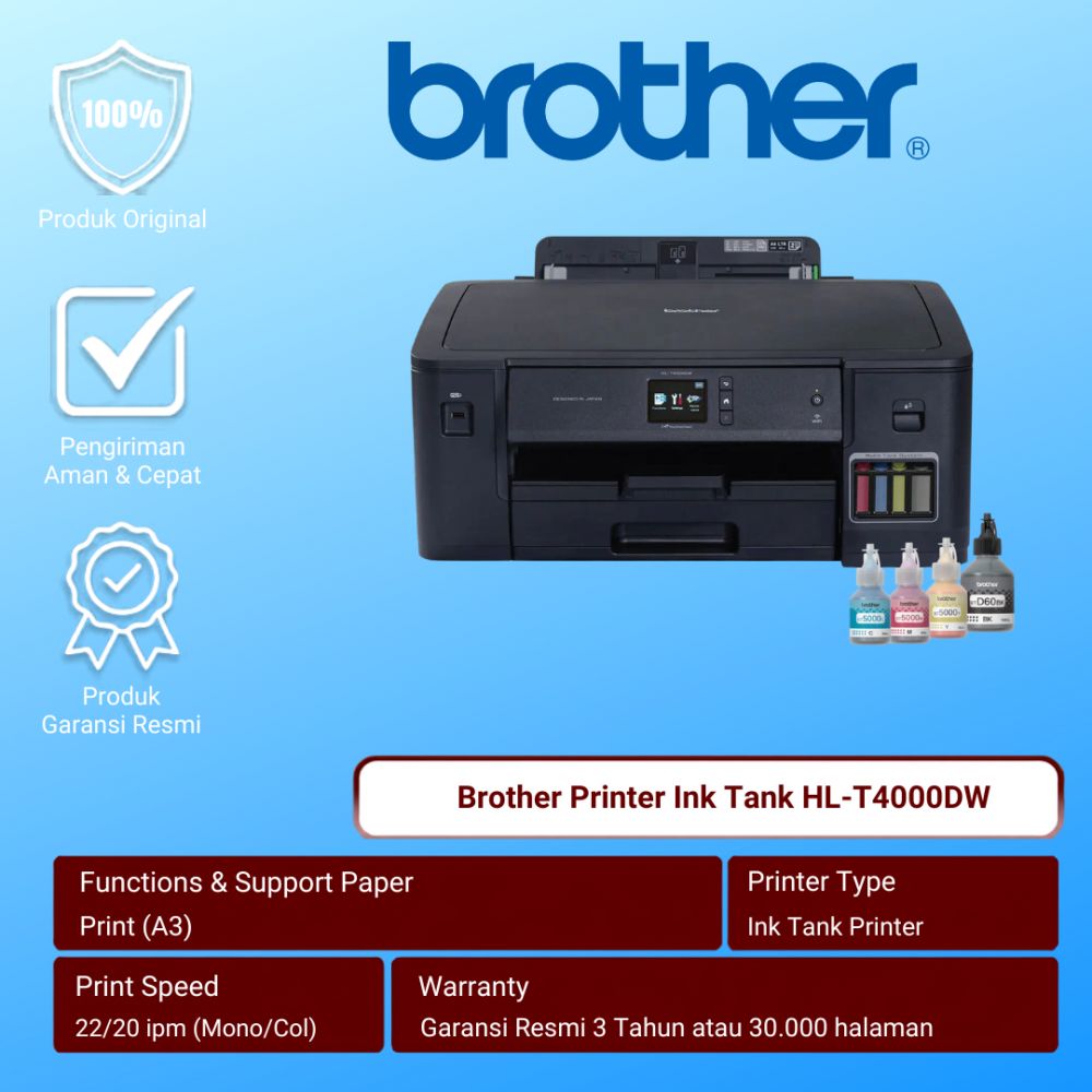 Printer Brother HL-T4000DW A3 Printer Print Only Wifi Duplex
