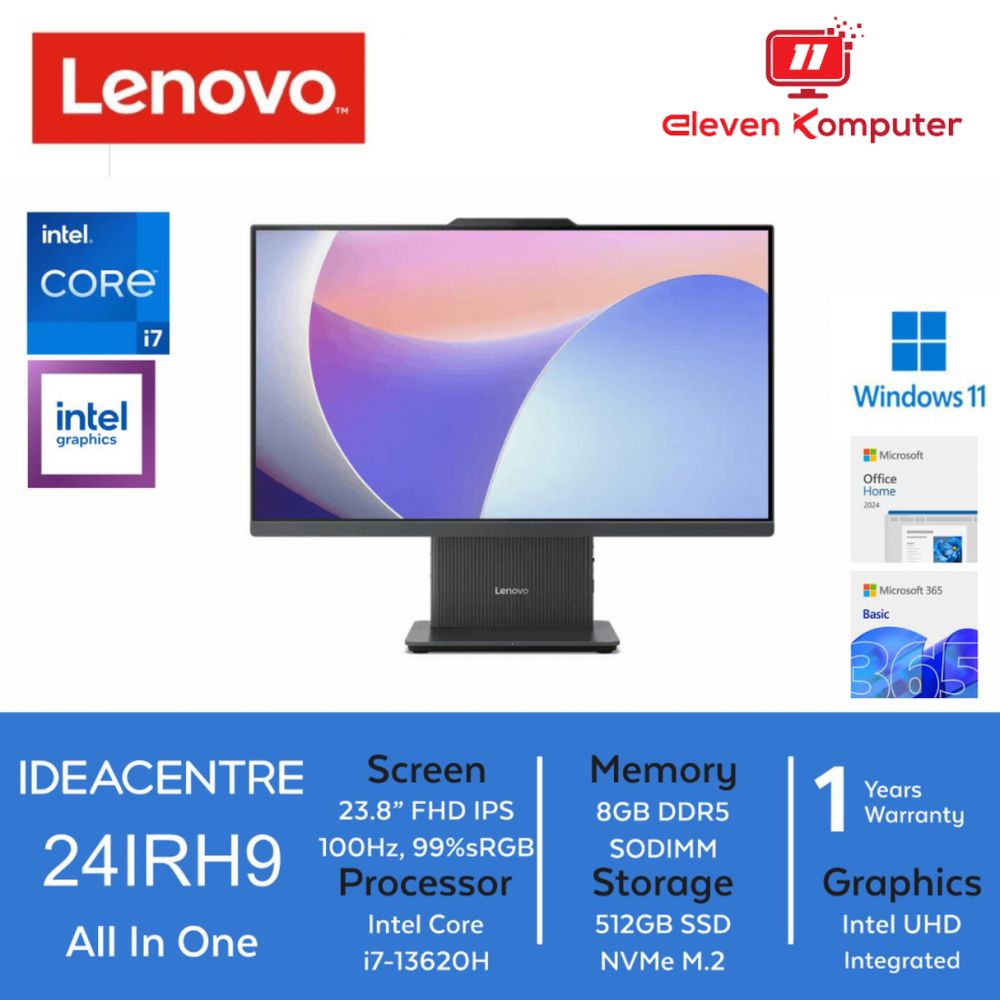 PC LENOVO AIO 24IRH9 Intel Core i7-13620H SSD 512GB 23.8" WIN11 OFFICE HOME 2024 Luna Grey F0HN00QUID