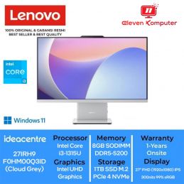 PC LENOVO AIO 27IRH9 i3 1315U 1TB 27" WIN11 OFFICE HOME 2024 Cloud Grey F0HM00Q3ID