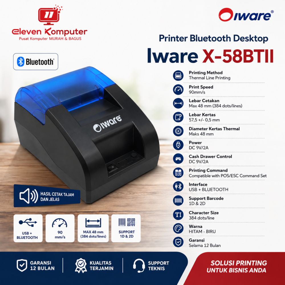 Printer Bluetooth Desktop Iware X-58BTII