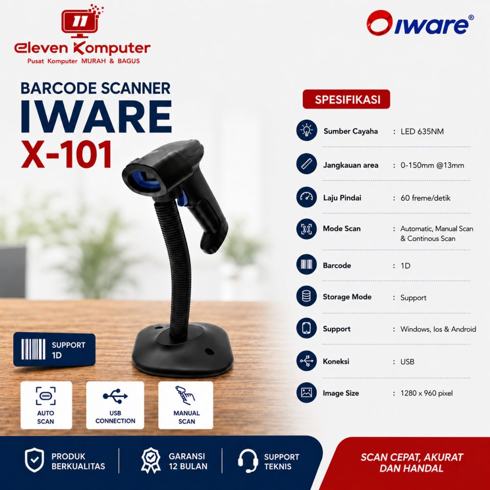 Barcode Scanner Iware X-101 1D USB