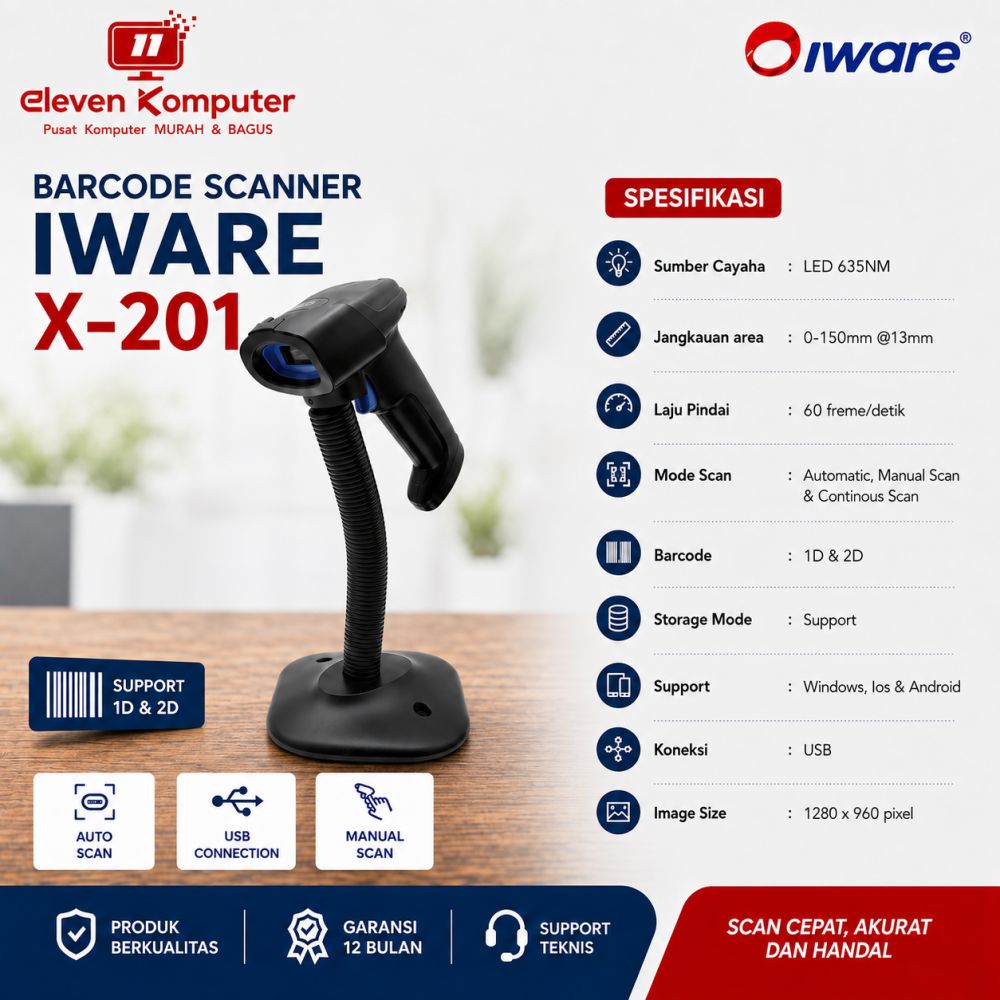 Barcode Scanner Iware X-201 2D USB