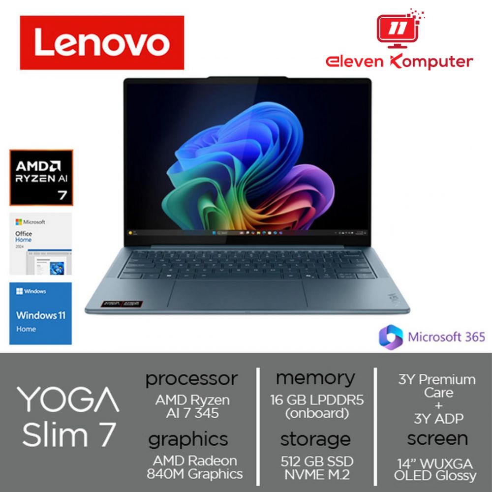 NB LENOVO YOGA Slim7 14AKP10 Ryzen AI 7 345 16GB LPDDR5x Tidal Teal 83JY00AHID