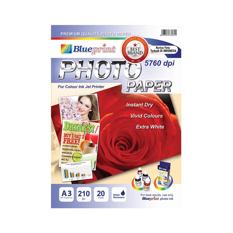Blueprint A3 210um  Photo Paper ( mawar )