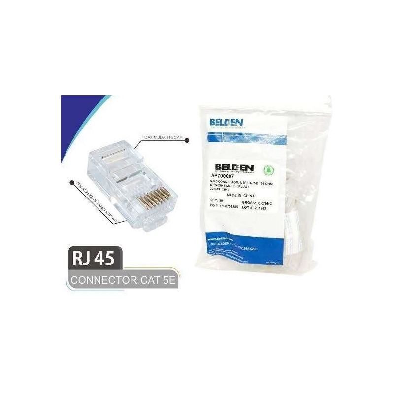 Jack RJ45 Cat5 Belden (Isi 50 PCS)