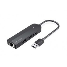 Vention USB 2.0 hub 3 Portwith 100M Ethernet Adapter0,15M BLACK (CHPBB)