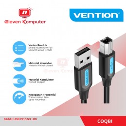 Vention Kabel USB Printer Black PVC 3M - COQBI