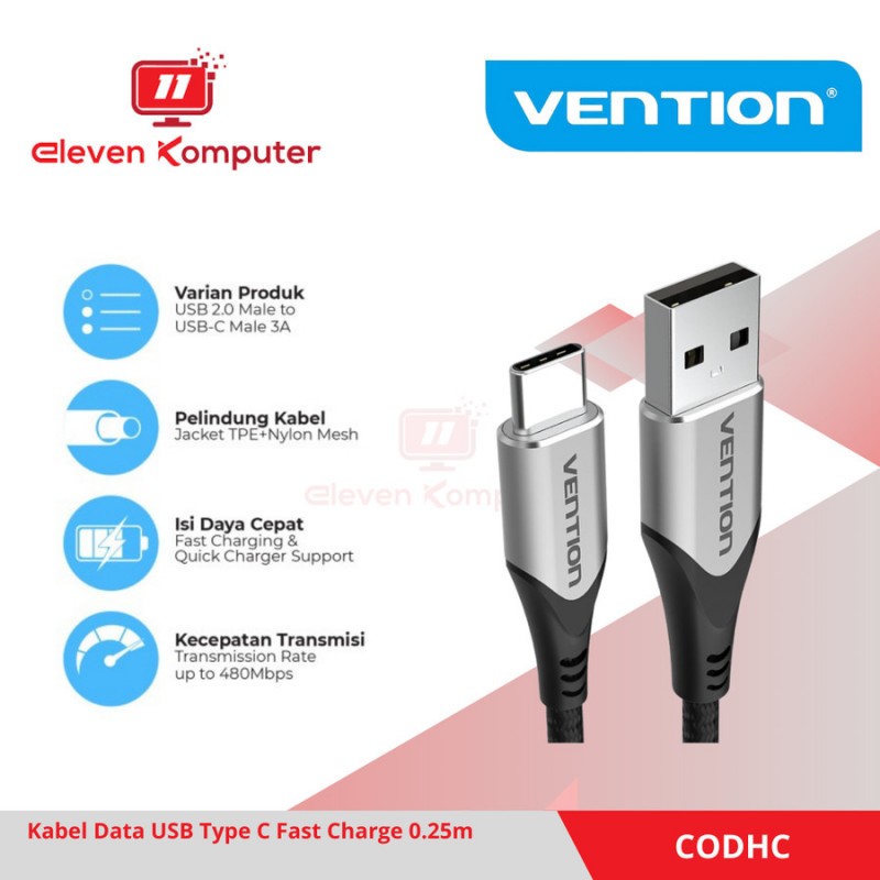 Vention Kabel USB 2.0 to USB Type-C 0,25M - CODHC 