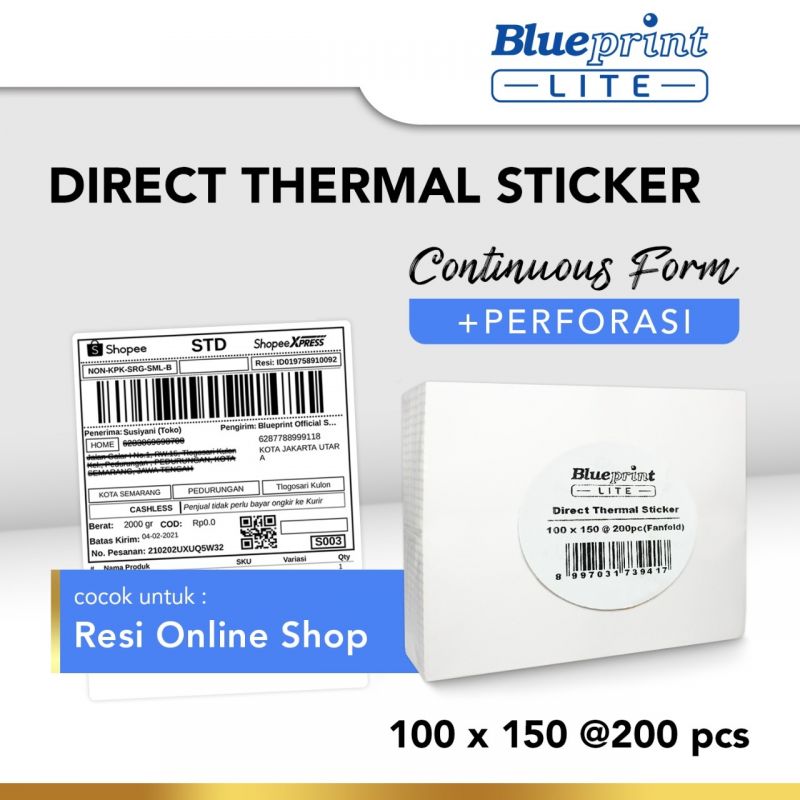 Blueprint LITE Direct Thermal Sticker 100X150@200CF