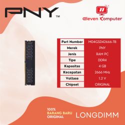 DDR4 PNY 4GB 2666MHZ MD4GSD42666-TB