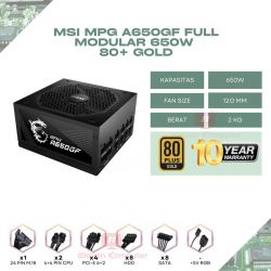 Power Supply MSI MAG A650GF 650W Full Modular 80+ Gold